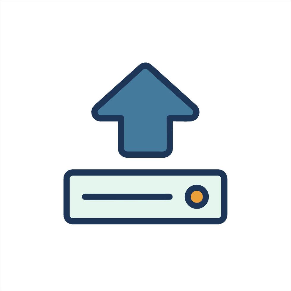 A computer with an arrow pointing up vector