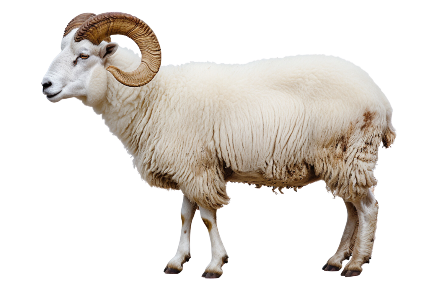 Side Profile of Horned Sheep Isolated on Transparent Background png