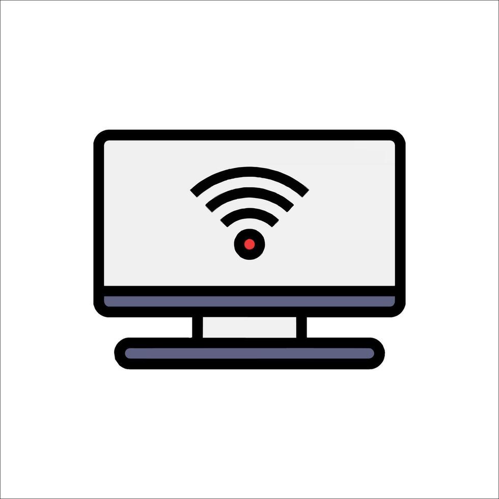 A computer monitor with a wifi symbol on it vector