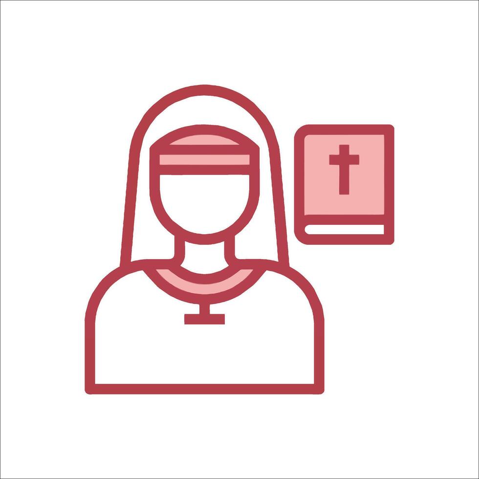 A woman in a veil holding a bible and a cross vector