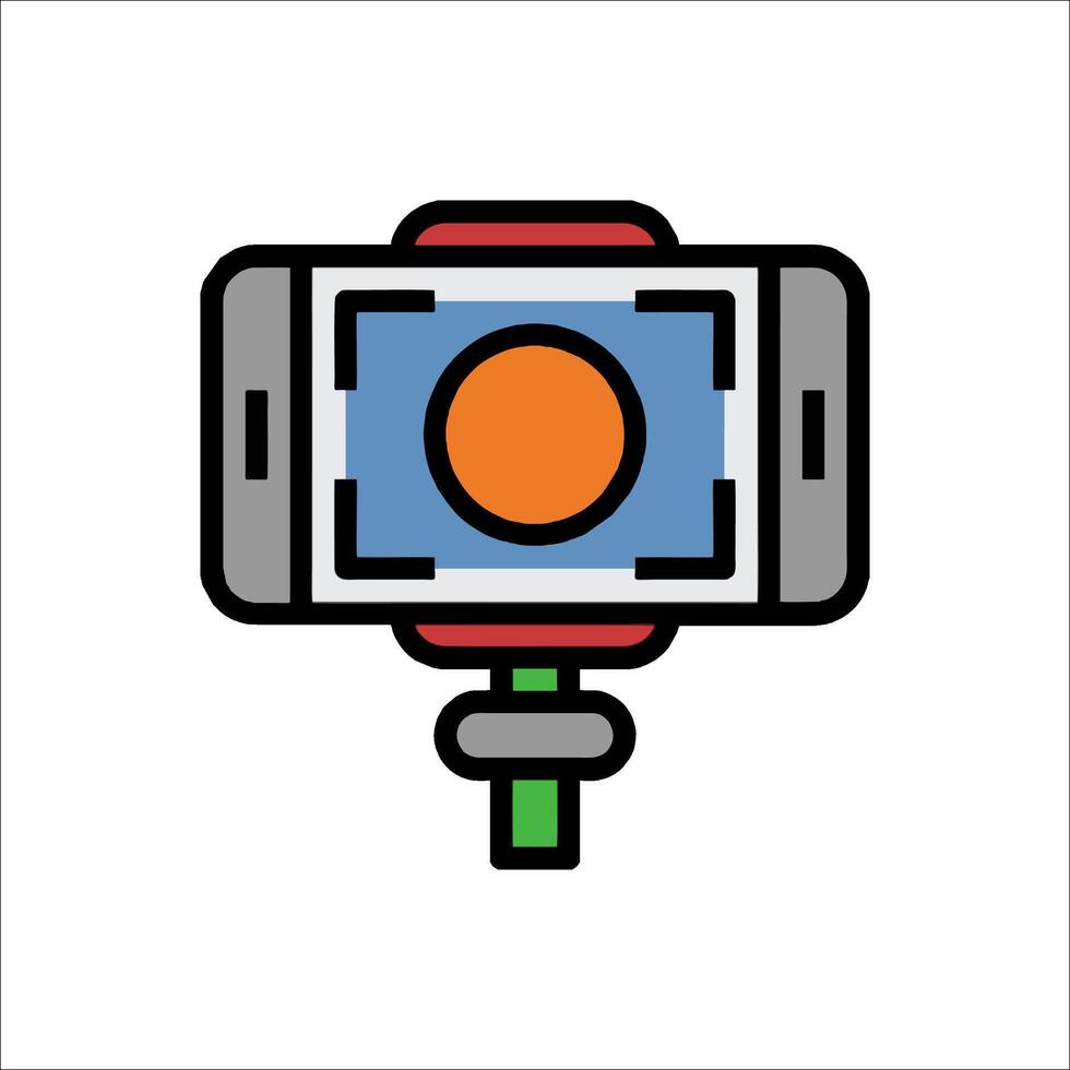 A camera with a red light on it vector