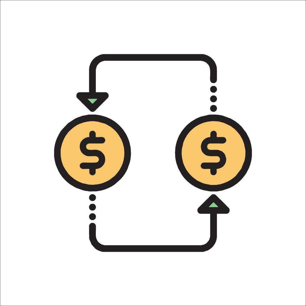 A line icon of two dollar coins vector