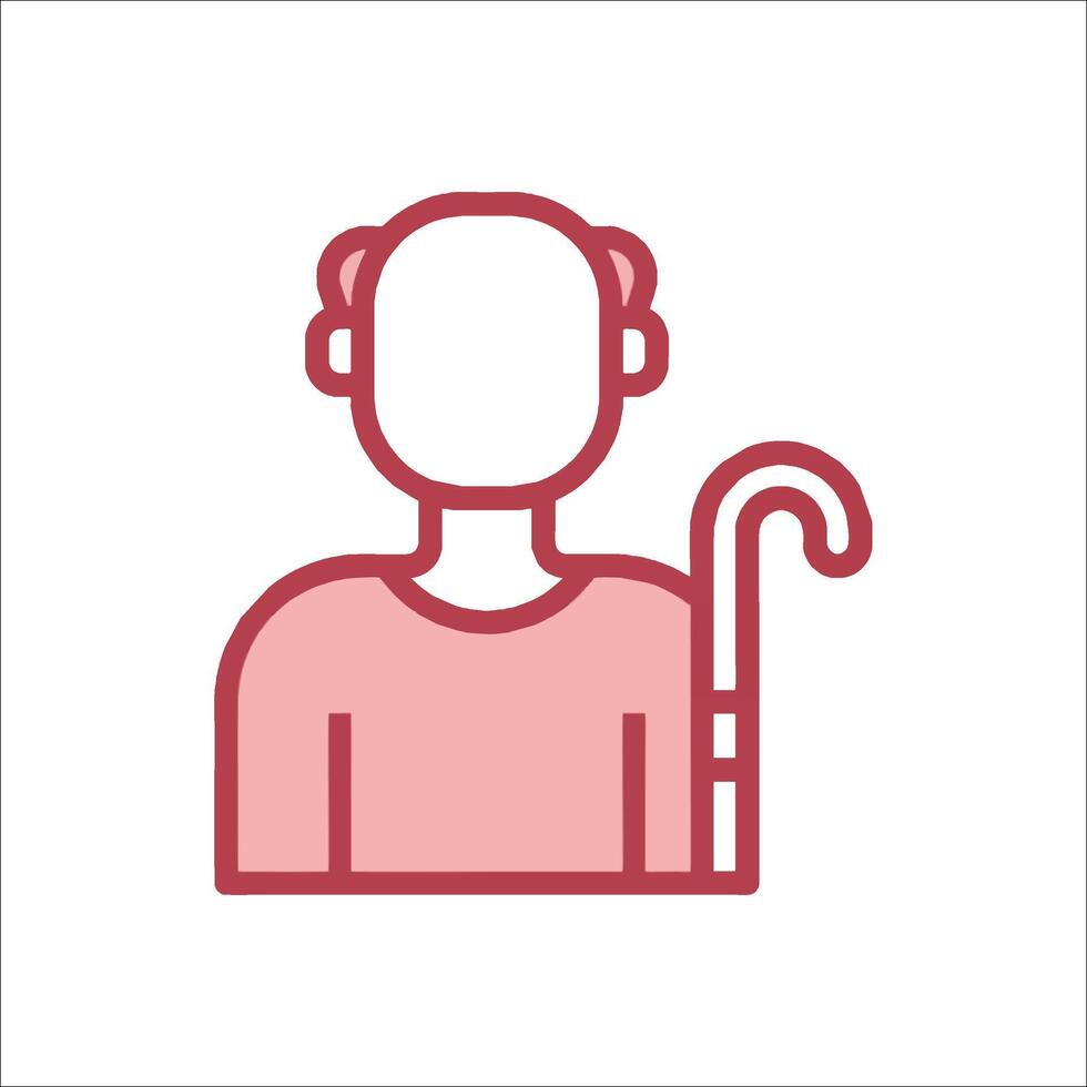 An elderly man with a cane icon vector
