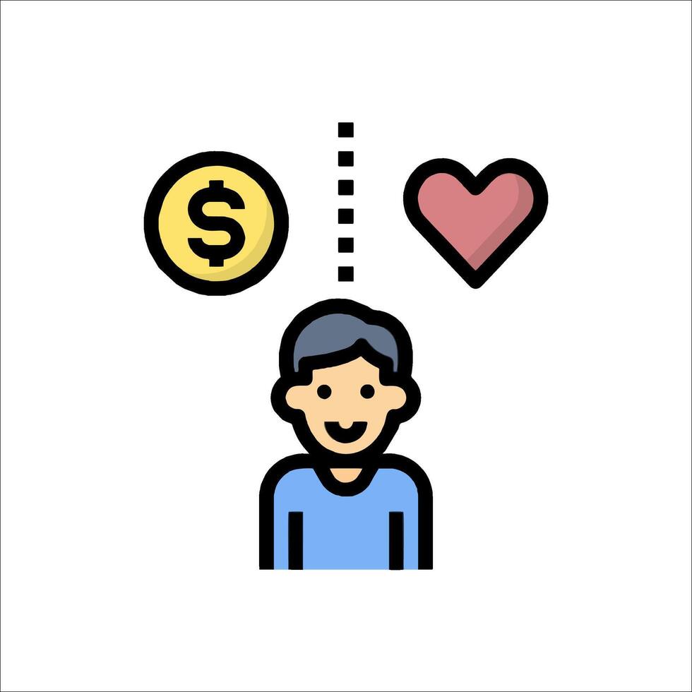 A man is holding a dollar sign and a heart vector
