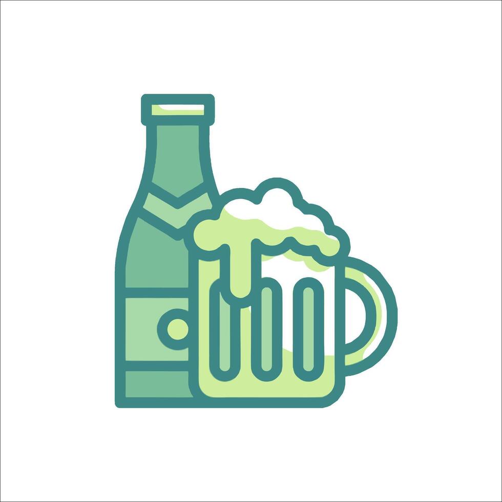 Beer and bottle icon illustration vector
