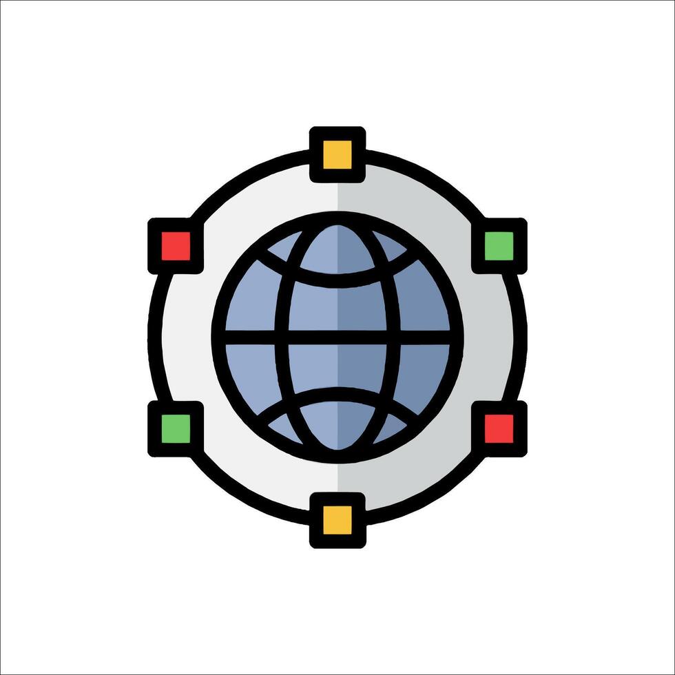 A globe with a red, green and yellow circle around it vector