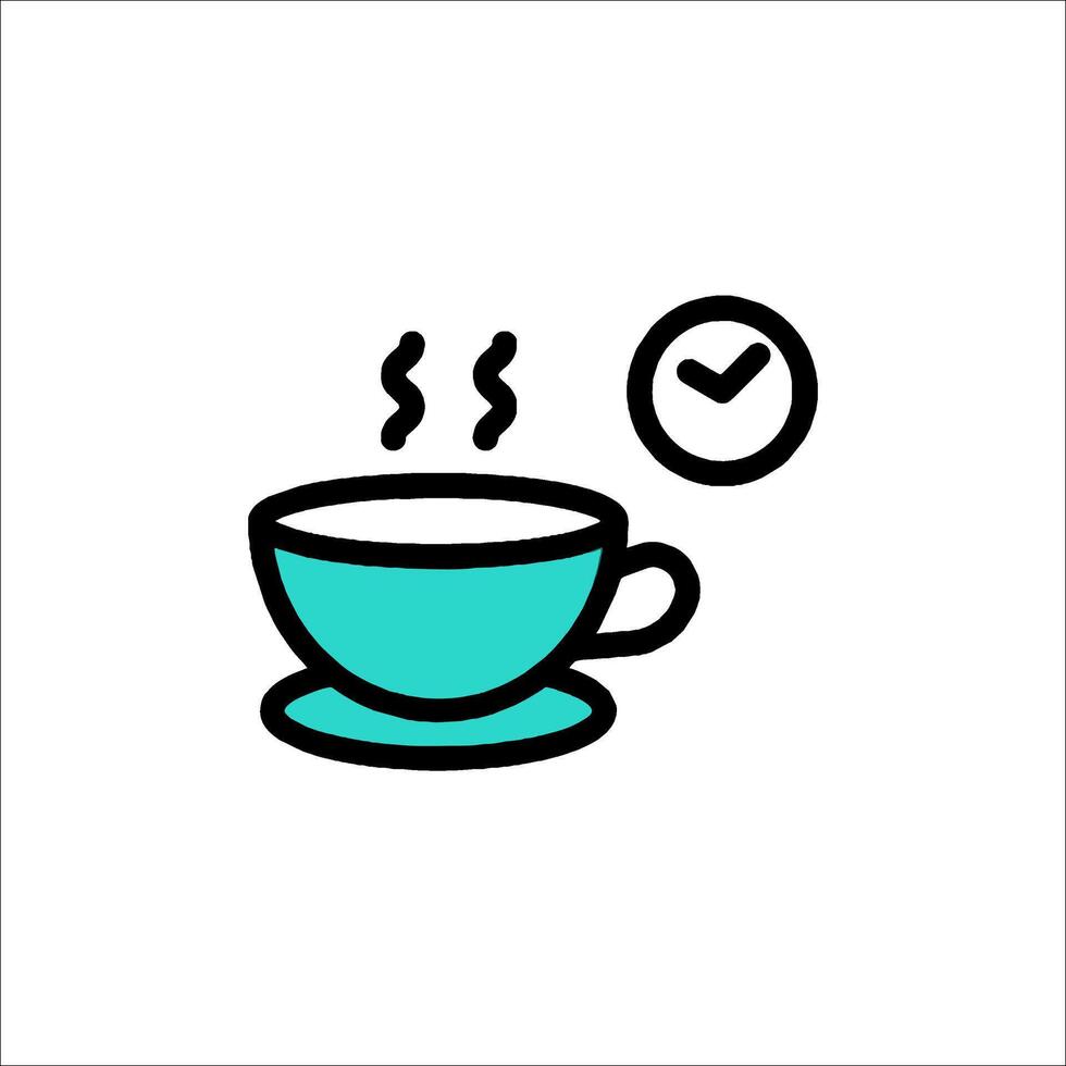 A cup of coffee with a clock icon vector