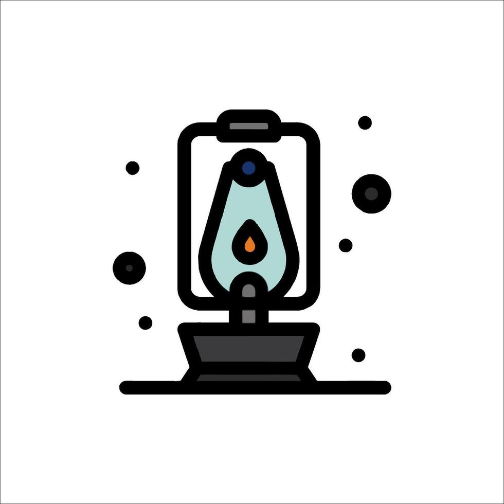An old lamp with a candle inside it on a table vector