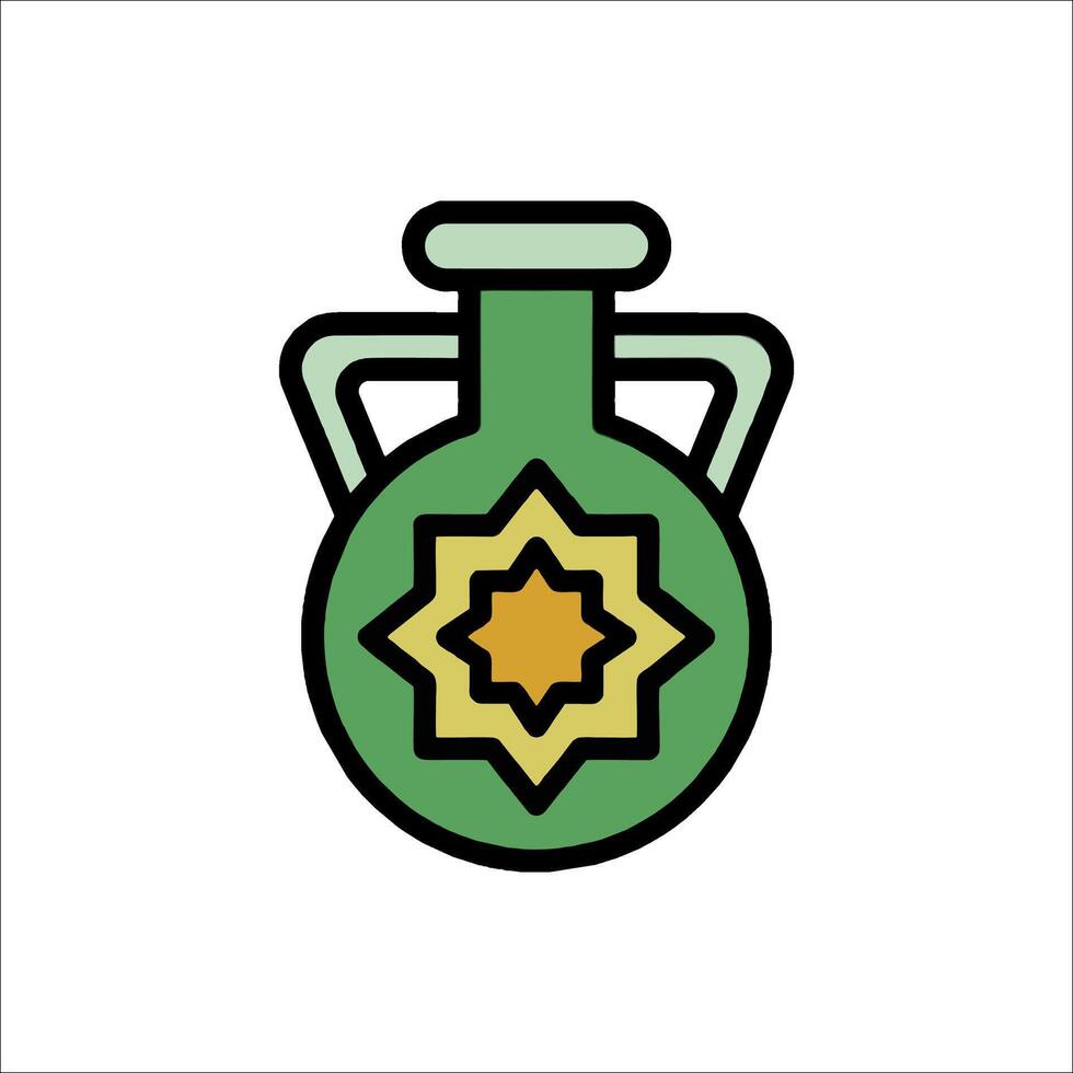 A green vase with a star on it vector