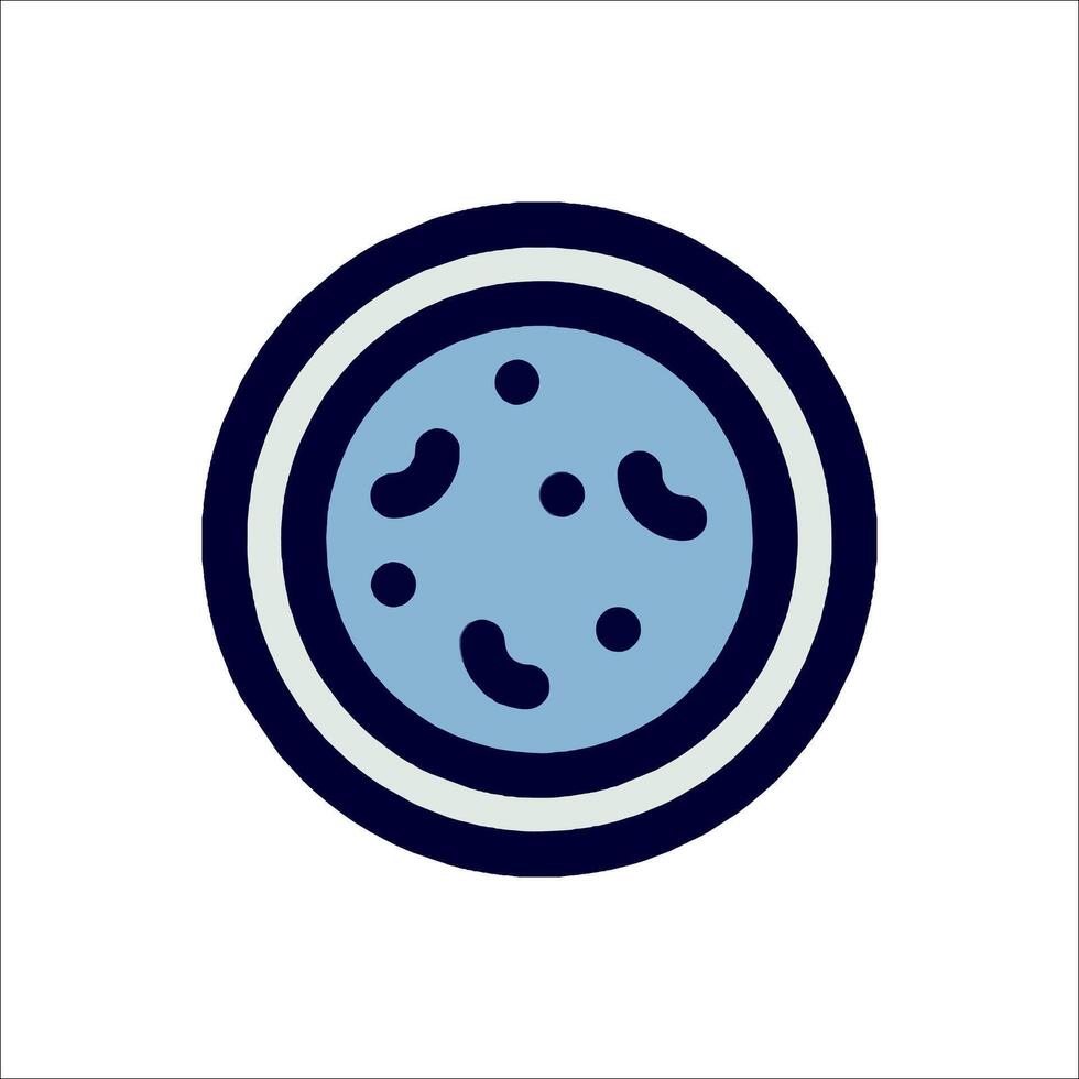 A blue cookie with a black dot on it vector