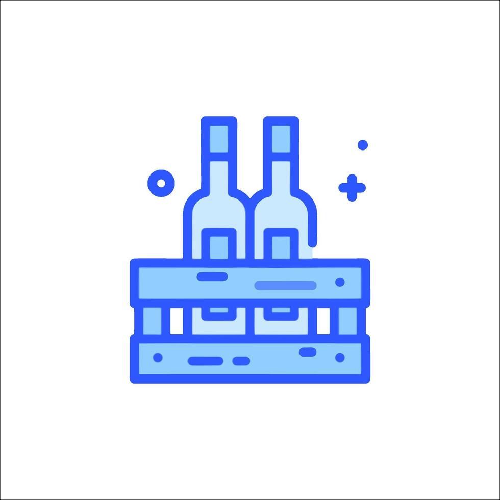 Wine bottles in a crate line icon vector