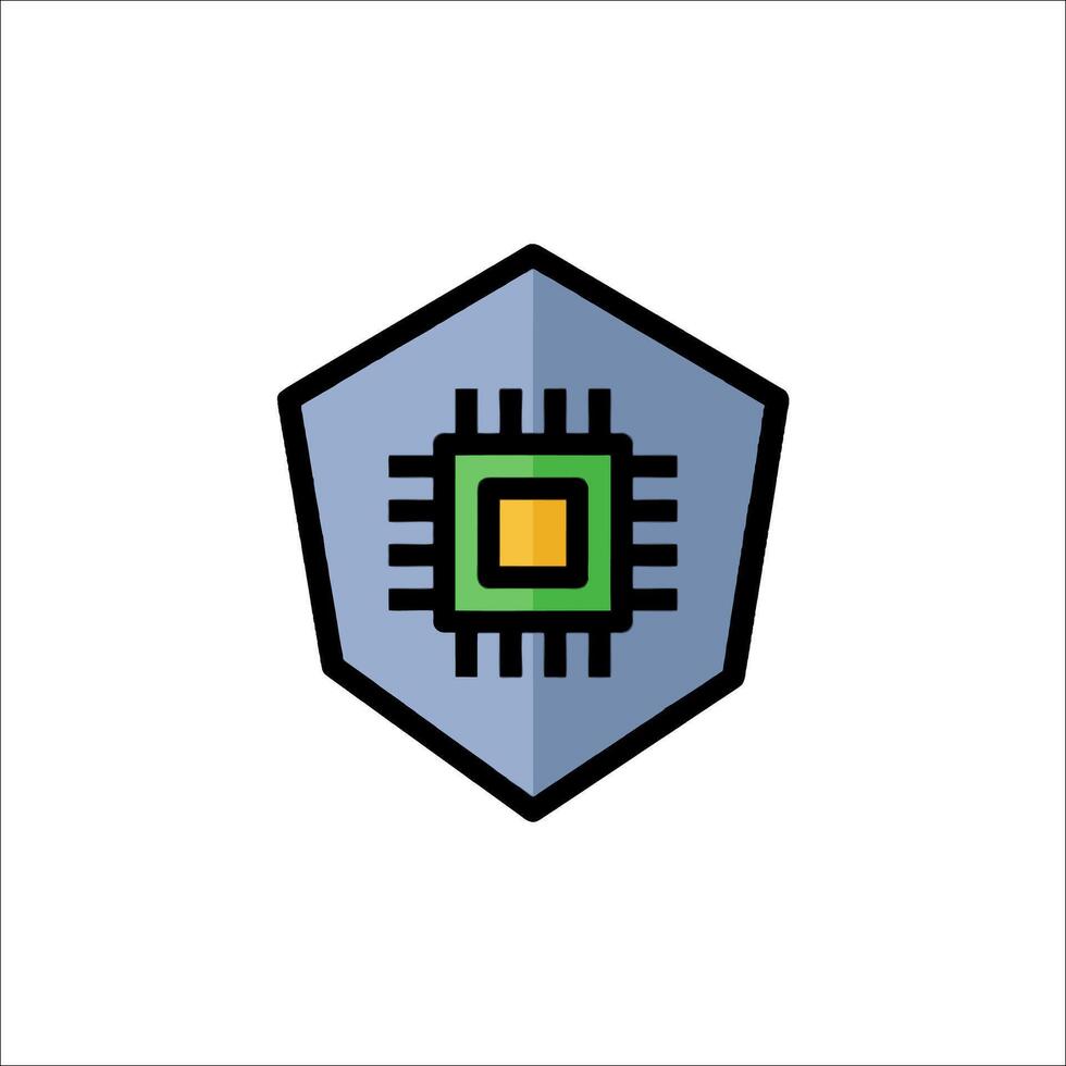 A computer chip icon on a white background vector