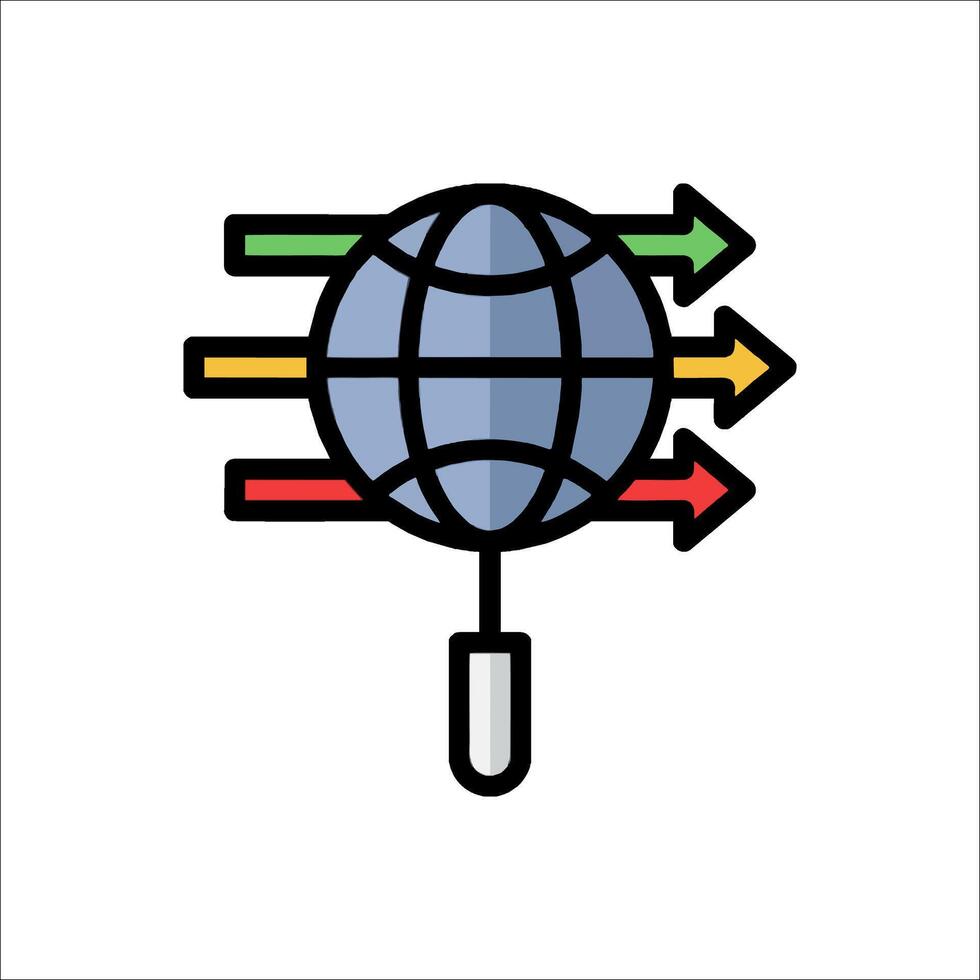 A globe with arrows pointing to it vector