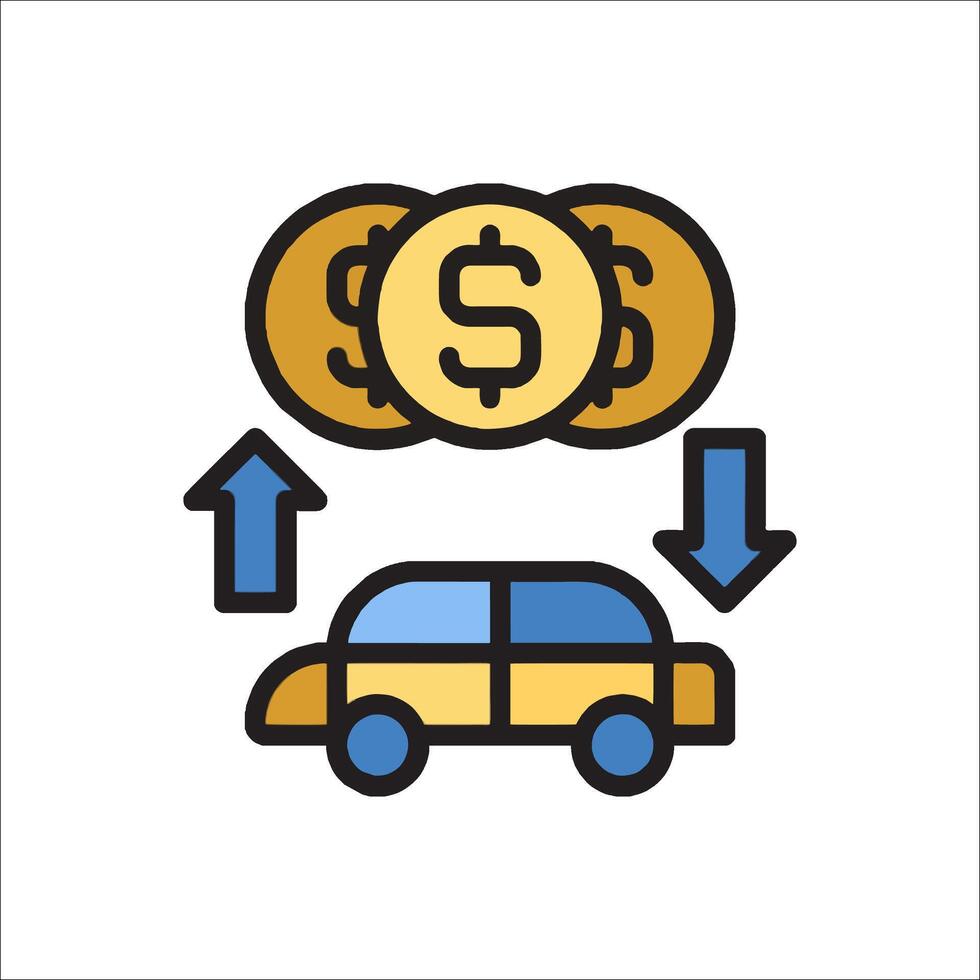 Car and money icon with arrows vector