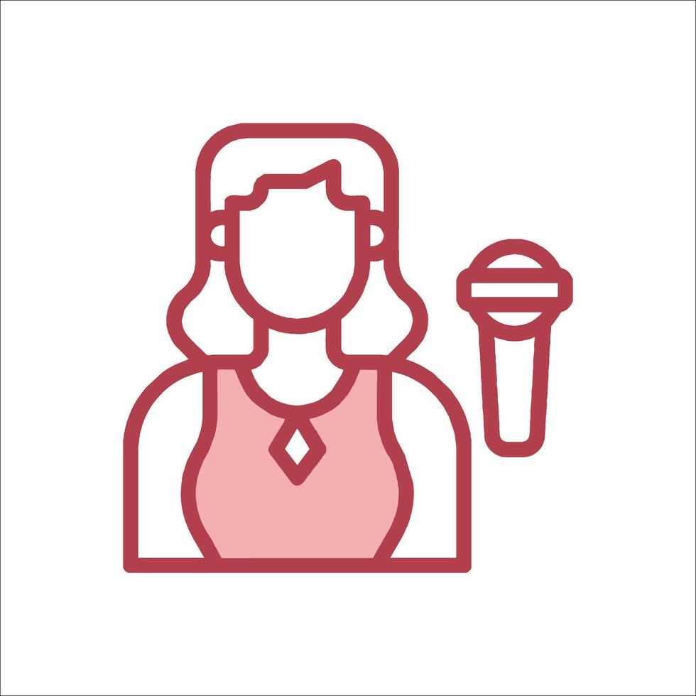 A woman with a microphone icon vector