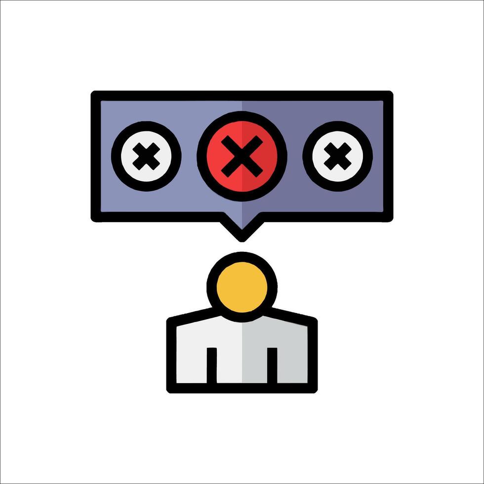 A person is looking at a computer screen with two red crosses vector