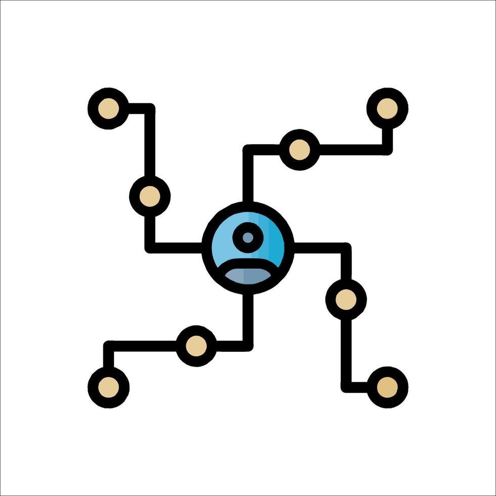 A person is surrounded by a network of dots vector