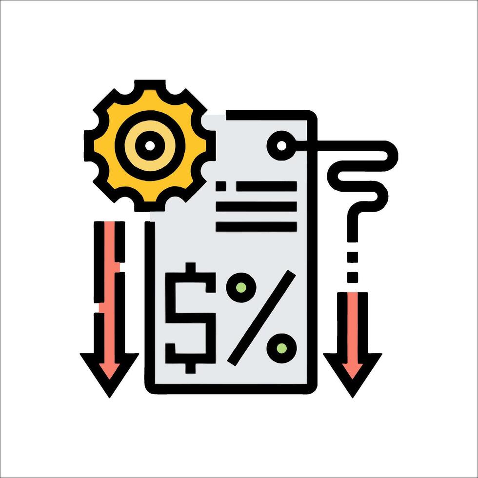 A document with a gear and arrow pointing to it vector