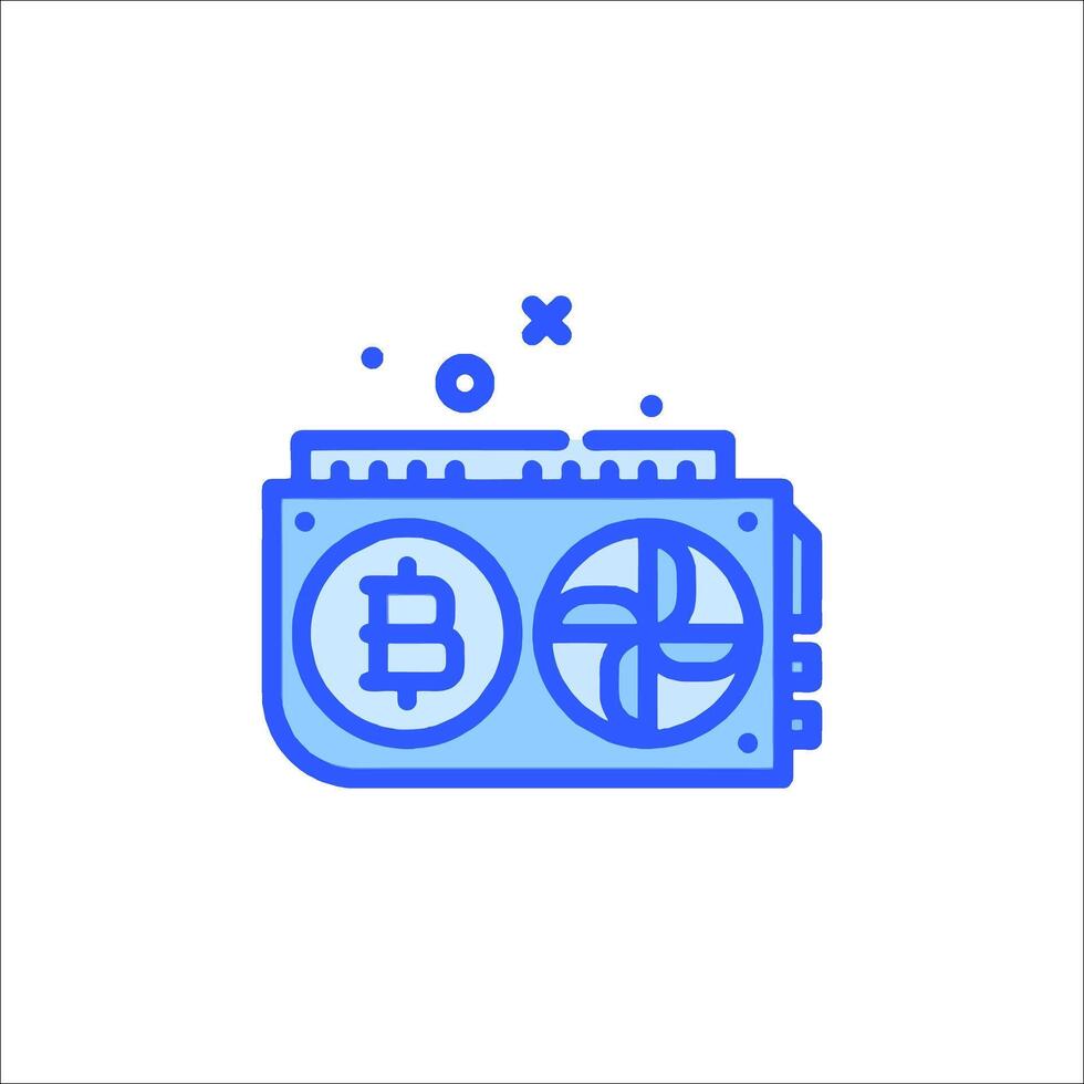 Bitcoin mining machine icon line icon vector