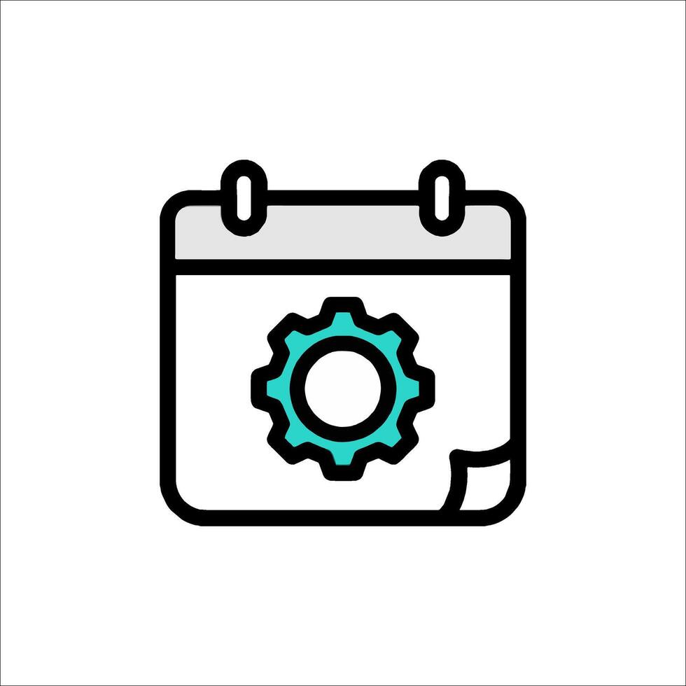 A calendar icon with gears on it vector