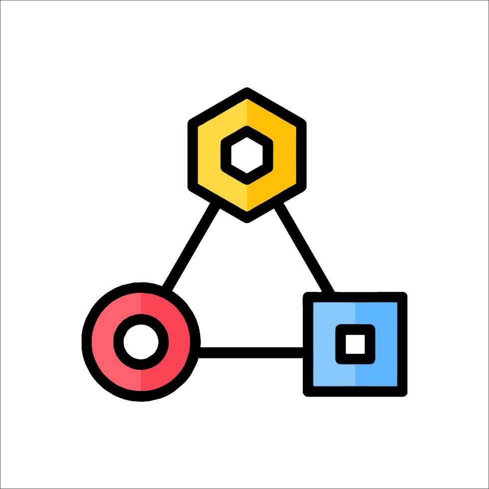 A colorful icon of two cubes and a hexagon vector