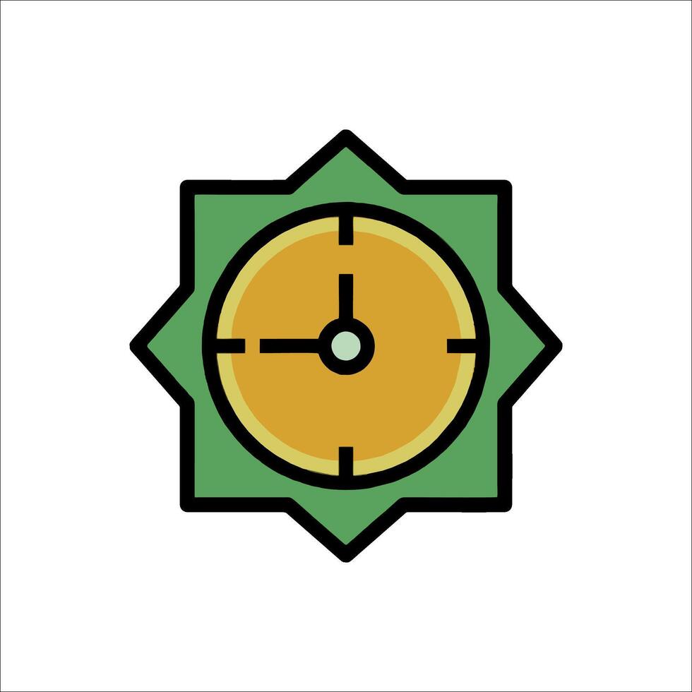 A clock icon in a green and yellow color vector