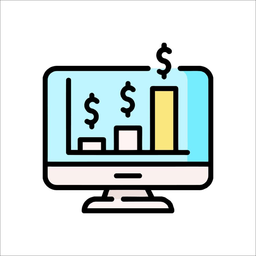 un computadora monitor con un bar grafico y dólar señales vector