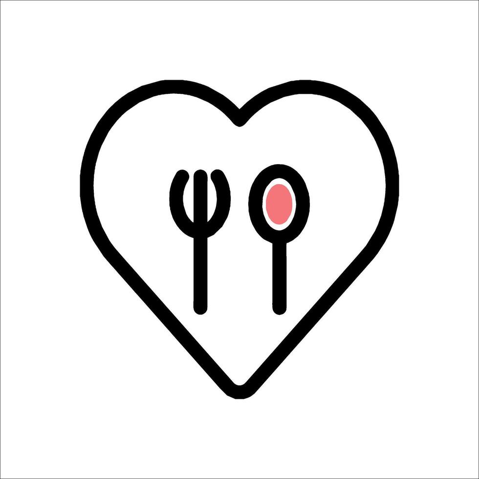 A heart with fork and spoon in it vector