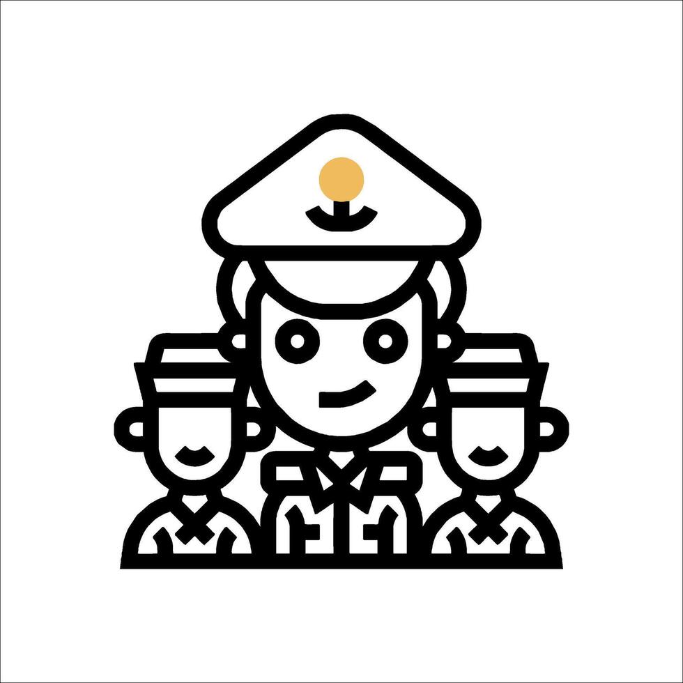 A man in a sailor hat and uniform with two men vector