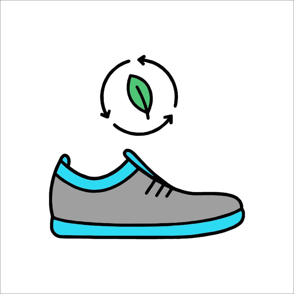 A shoe with a leaf on it and a green arrow vector