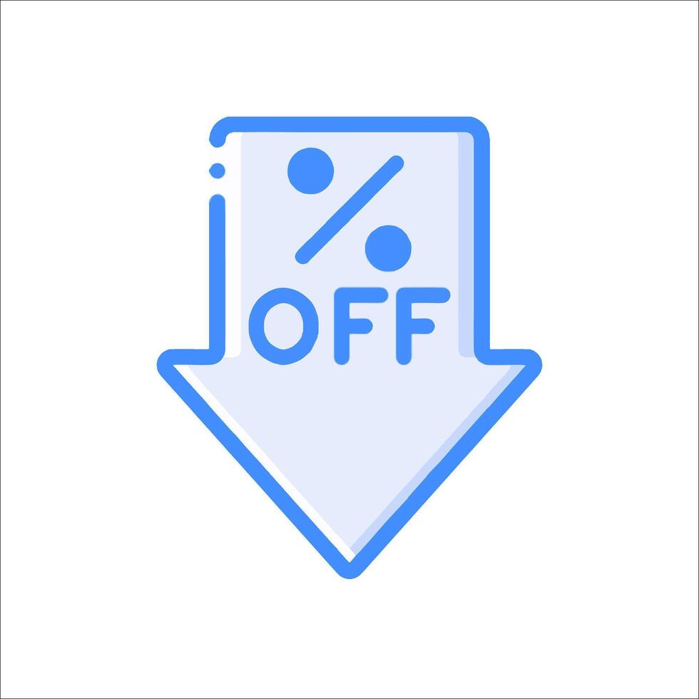 A blue arrow with the word off on it vector