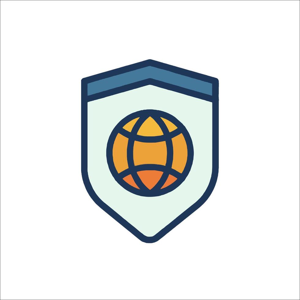 The globe icon in a shield vector