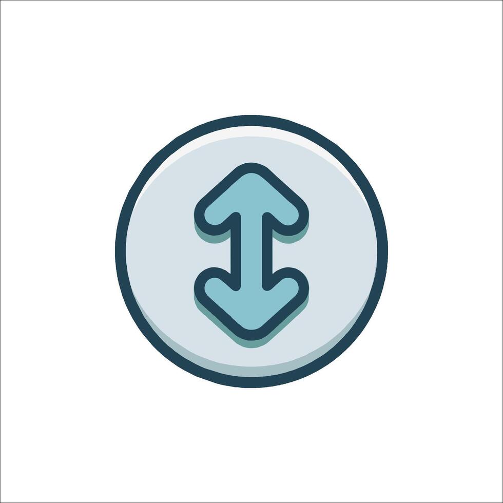 A blue arrow pointing down in a circle icon vector