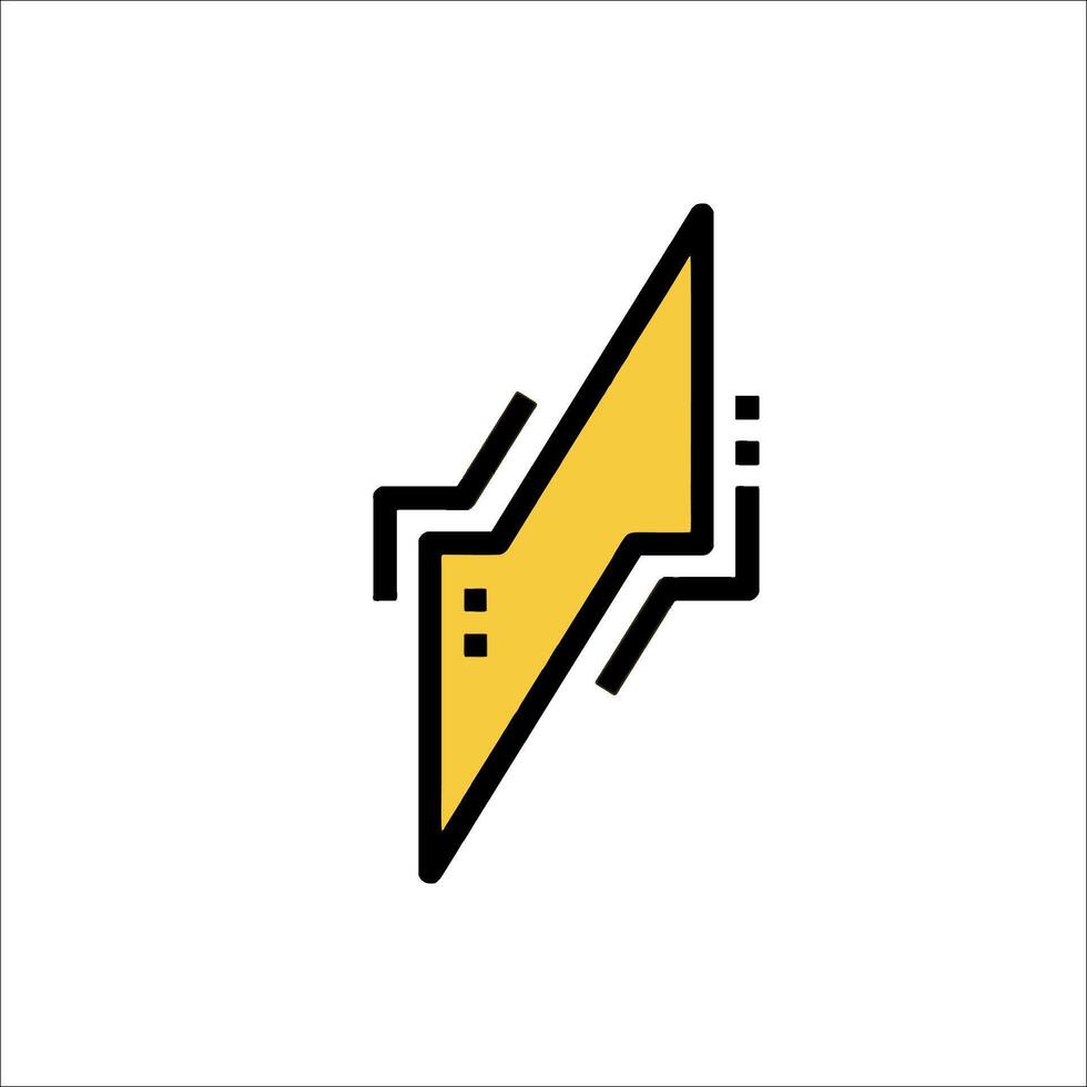 A yellow lightning bolt icon on a white background vector