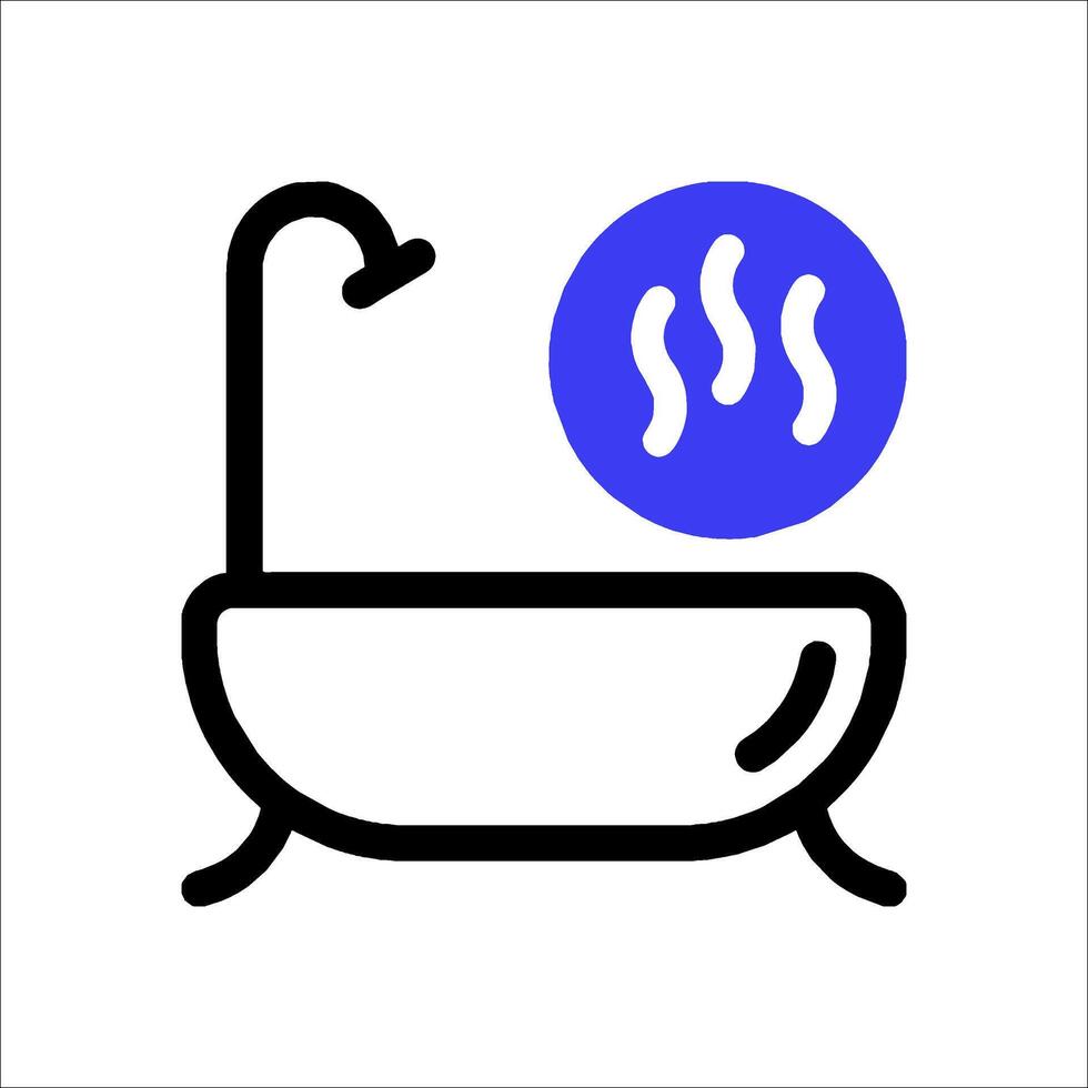 A bathtub with a blue and white icon vector
