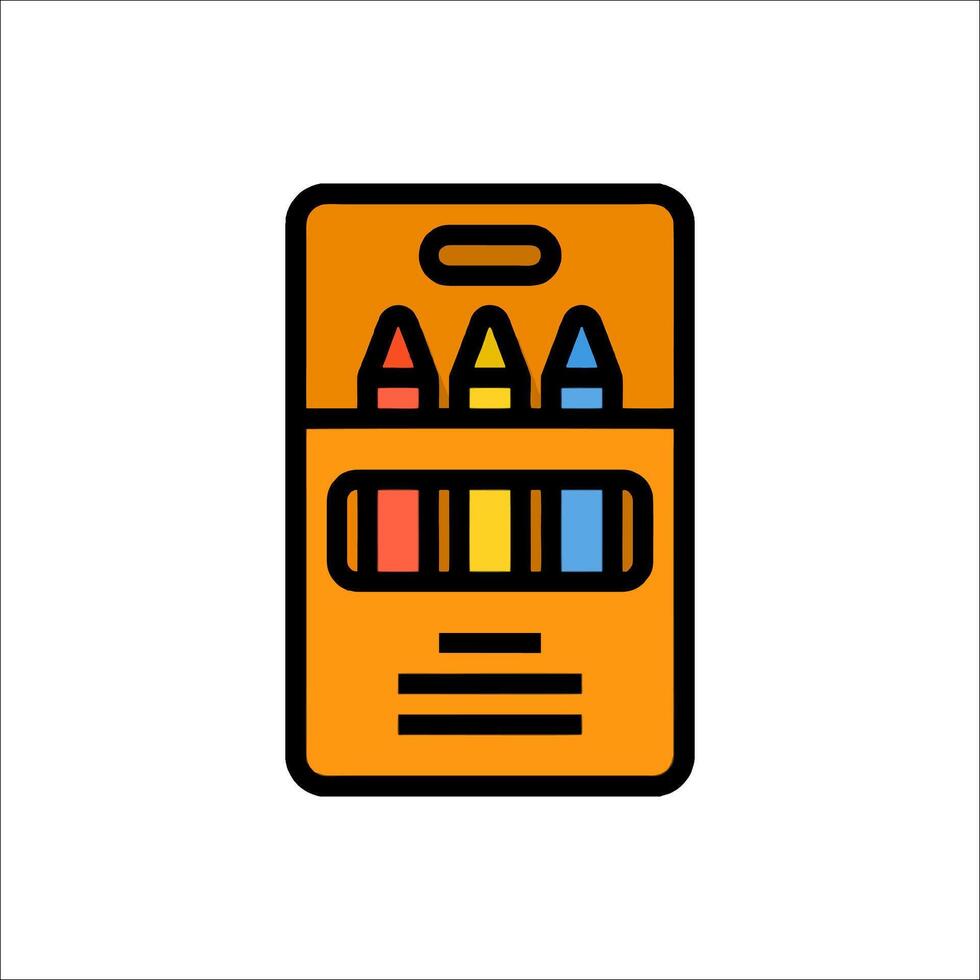 Crayons in a box icon illustration vector