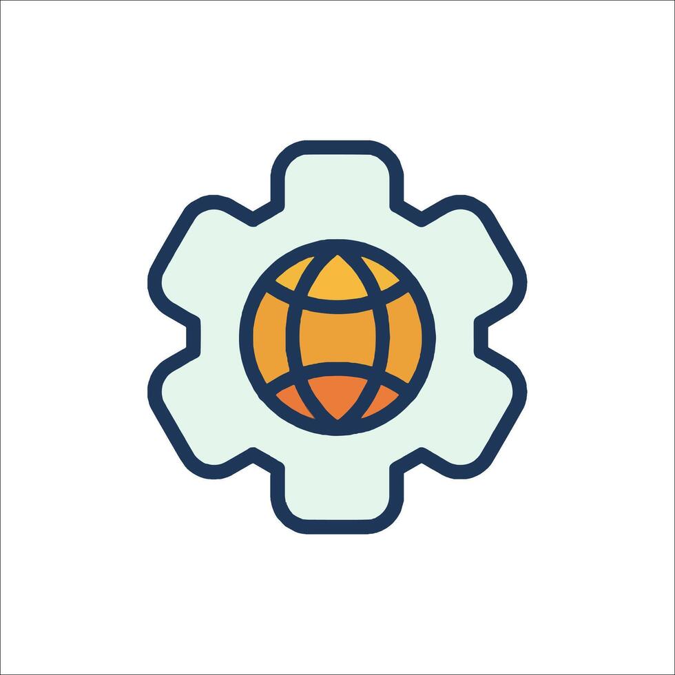 World globe gear icon illustration vector