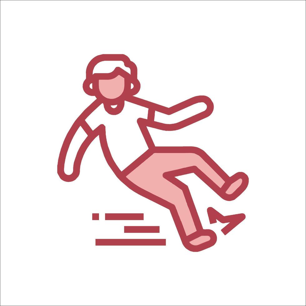 A man falling down on the ground with his foot on the ground vector