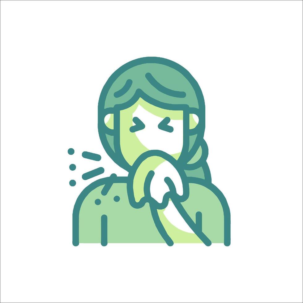 A woman with a cough and a green background vector