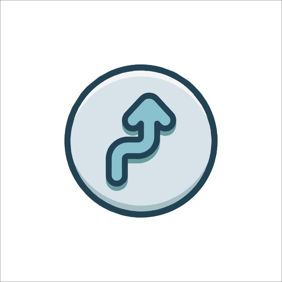A flat icon of a curved arrow going up vector