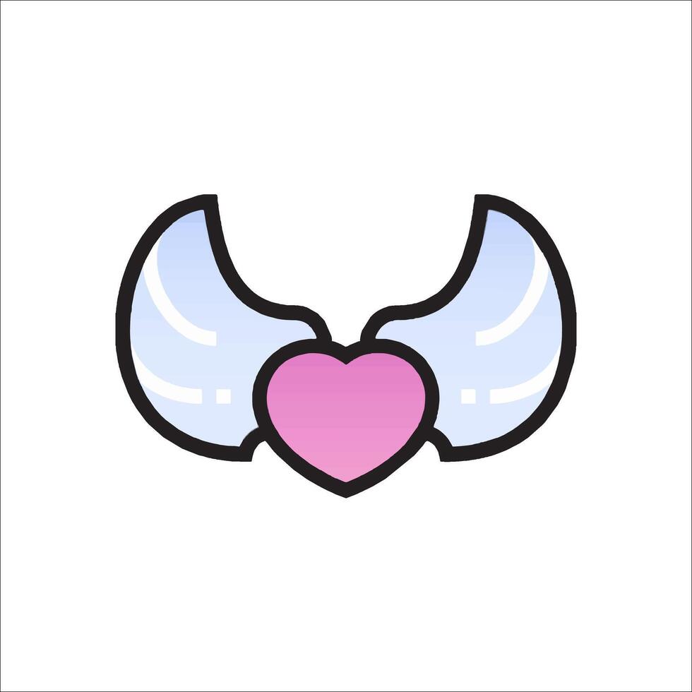 Angel wings icon with heart vector
