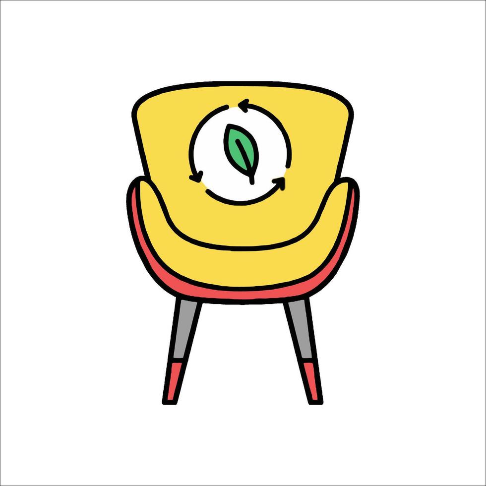 A chair with a leaf on it and a recycling symbol vector