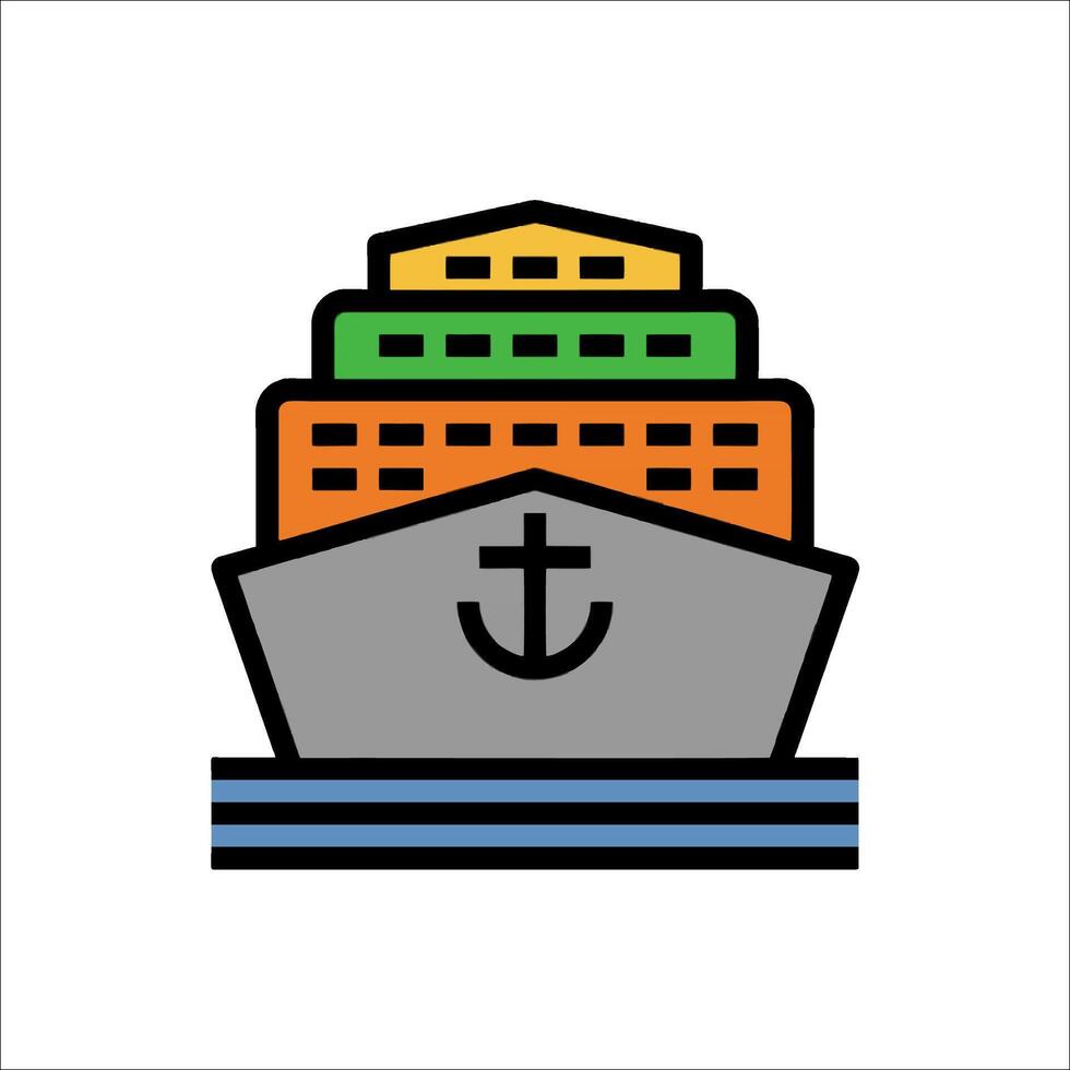 A ship with a green, orange and yellow flag vector