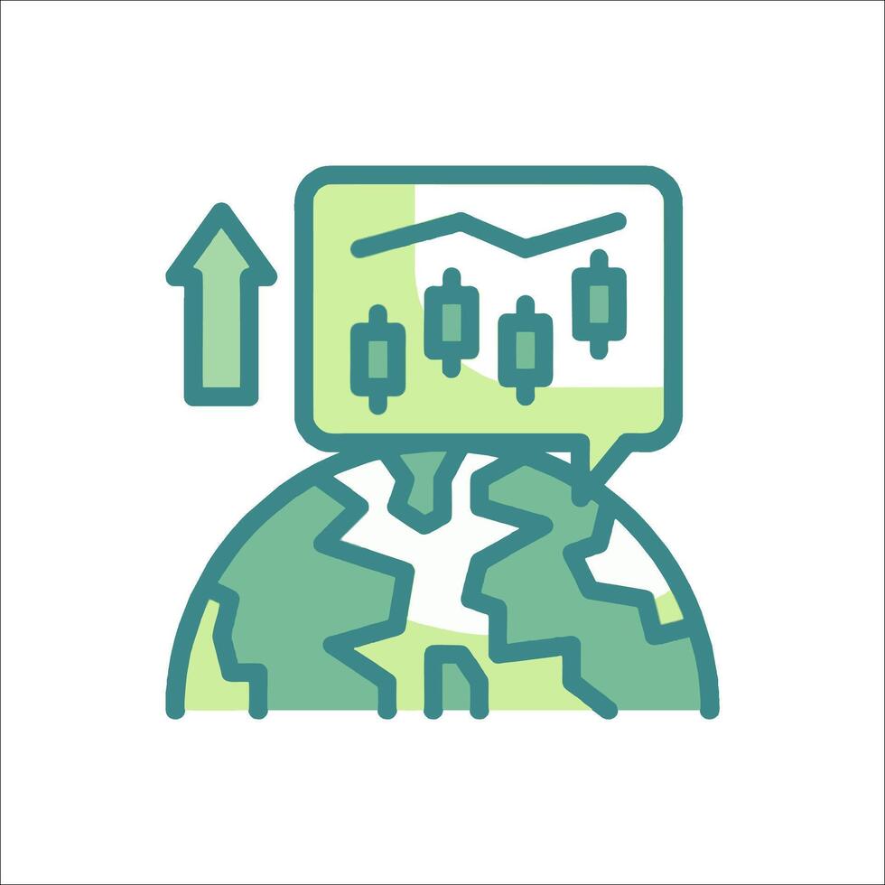 A globe with a graph and arrow pointing up vector