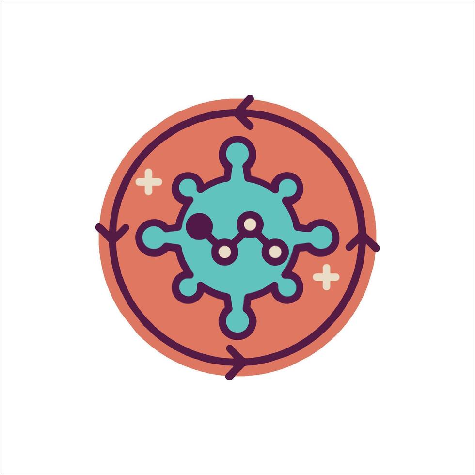 A cartoon virus icon with a circle around it vector