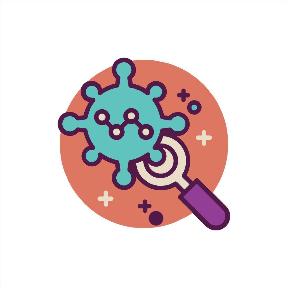 A magnifying glass and a virus icon vector