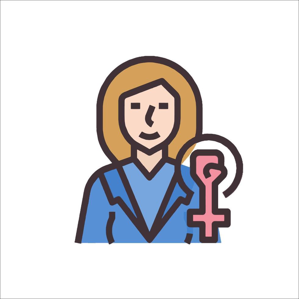 A woman holding a sign that says female vector