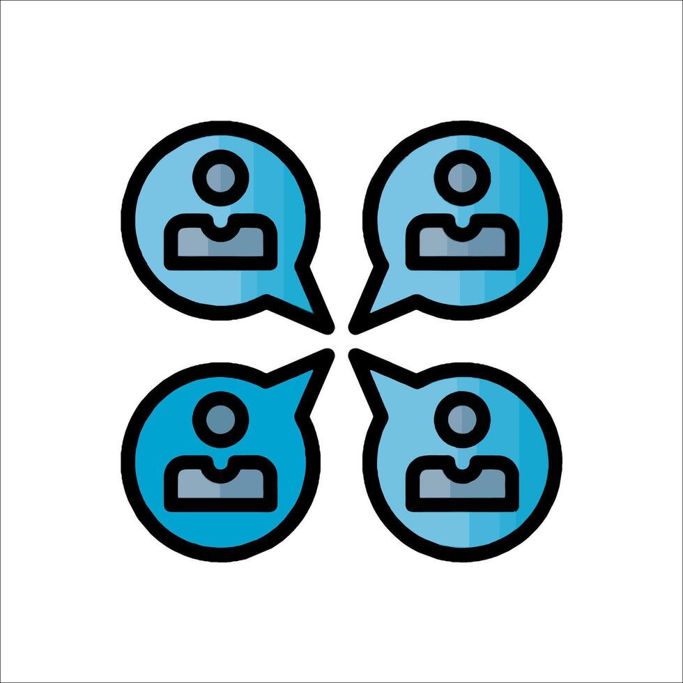 Four people in speech bubbles with a blue outline vector