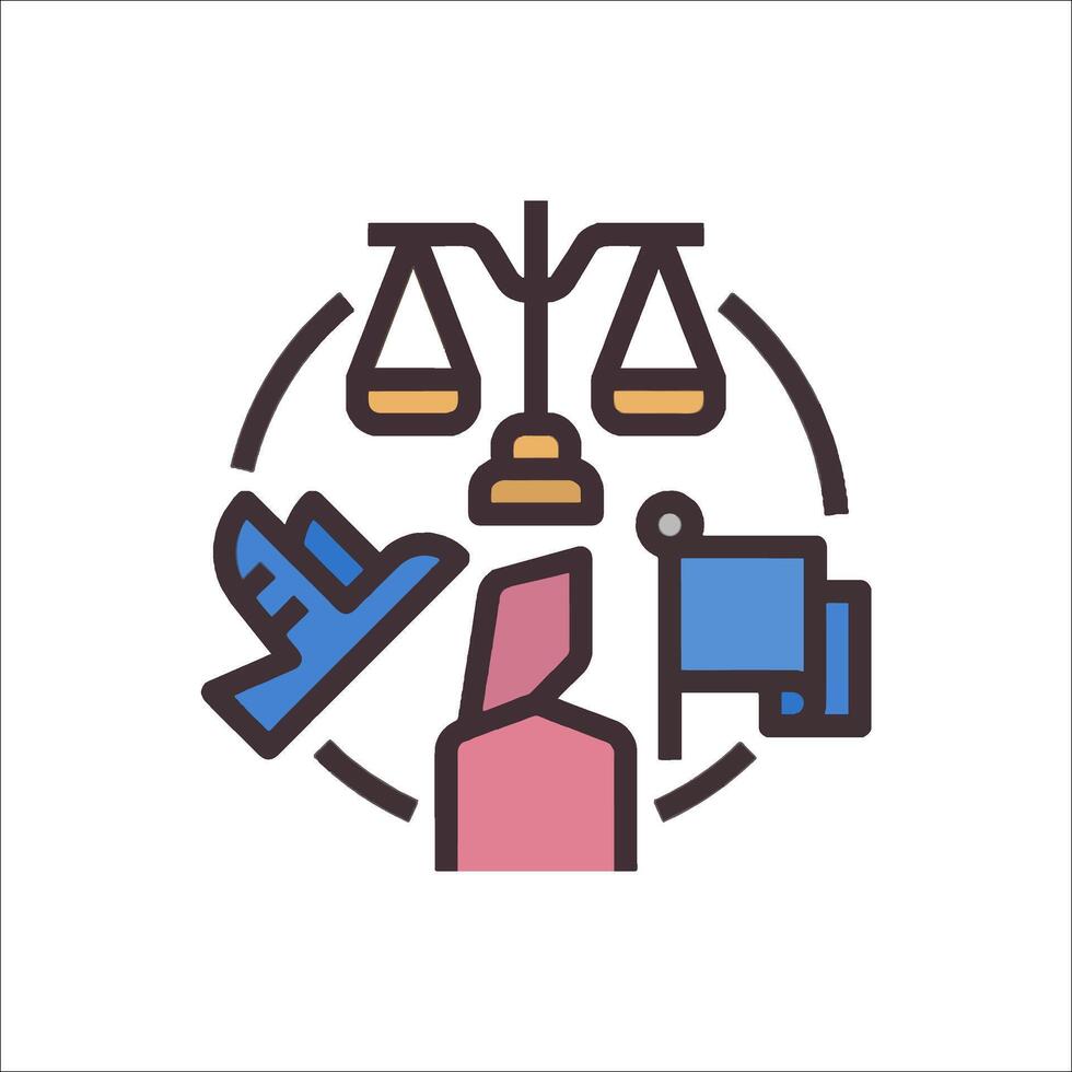 A justice symbol with a scale and a person holding a book vector