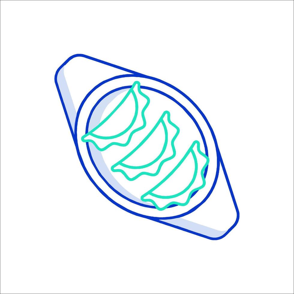 A blue line drawing of a bowl with food vector